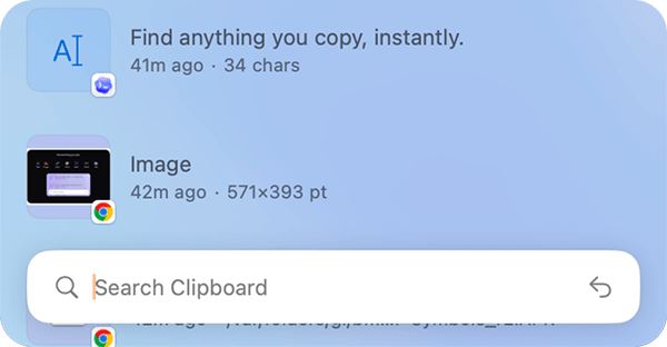 Frset clipboard history with instant search results