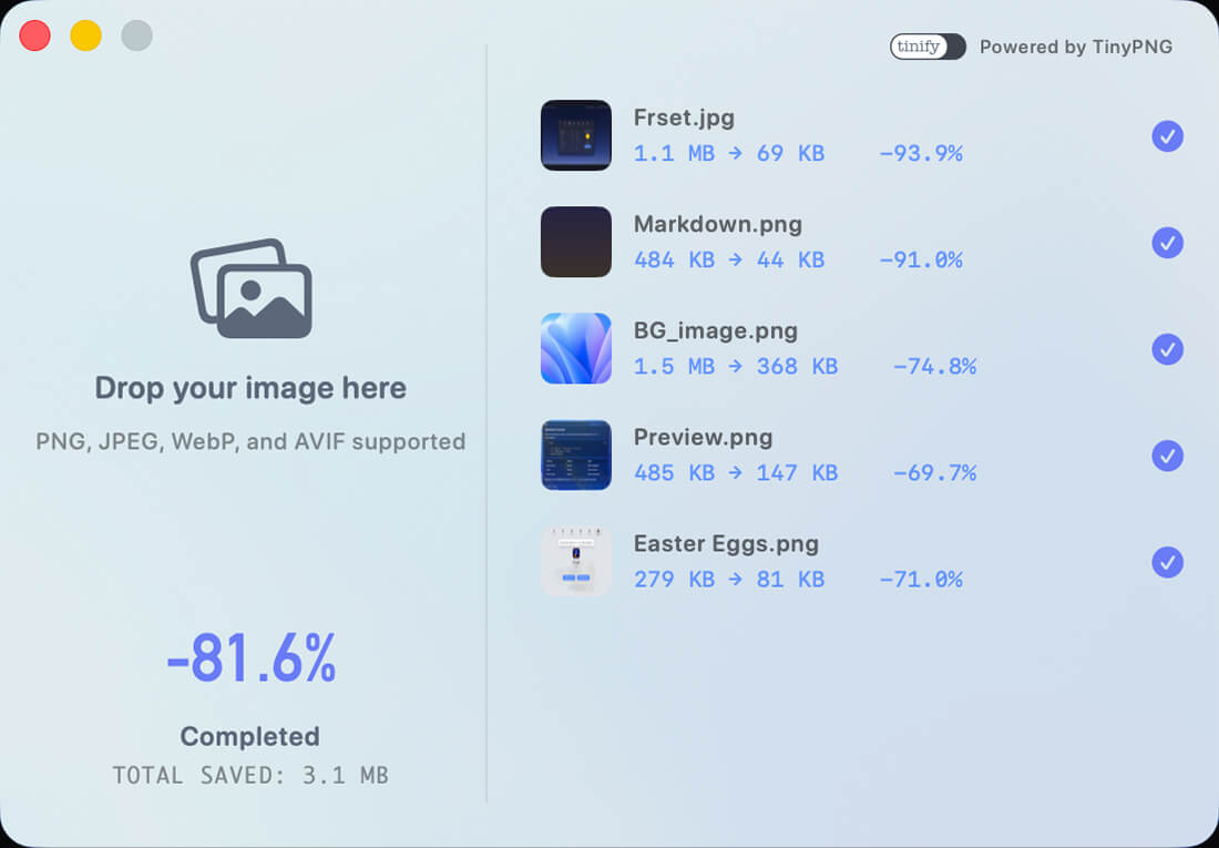 Frset image compression preview