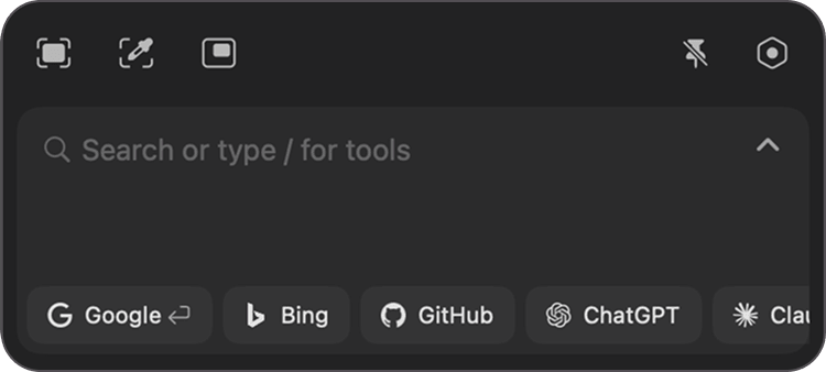 Frset quick search recognizing typed input and suggested actions